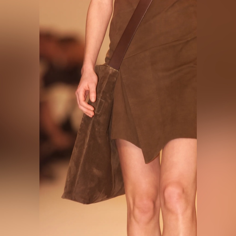 Vintage Calvin Klein Collection FW 2001 Runway Leather Suede Mini Dress